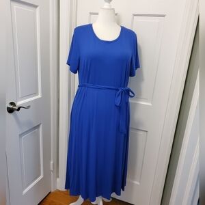 NWT Style & Co Jazzy Blue Jersey Knit Tee Dress Size XL Business Casual Colorful